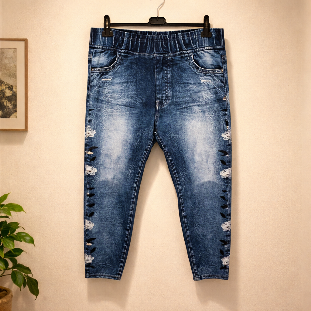 Leggins in Jeansoptik mit Blumenprint
