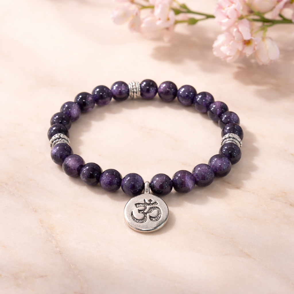 Amethyst Armband mit Ohm 8mm