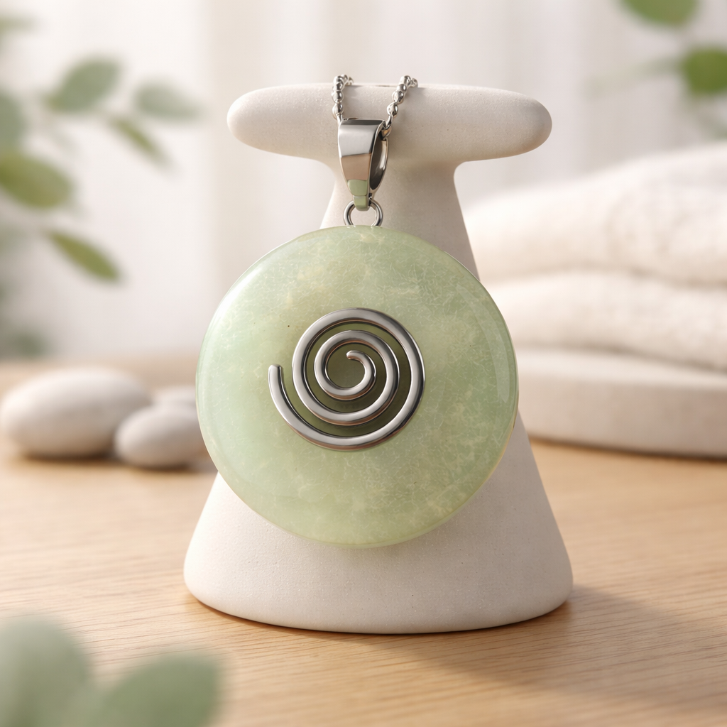 Grüner Aventurin Donut mit Halter