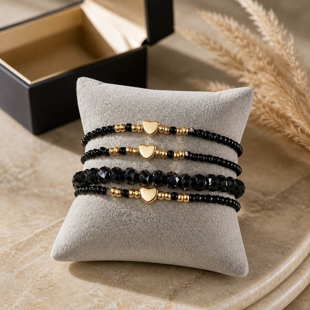 4er Set Armbänder Glam Heart
