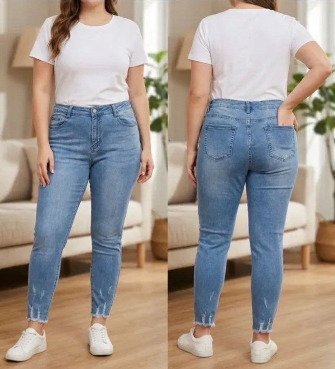 Skinny Jeans mit Fransen-Saum von G-Smack