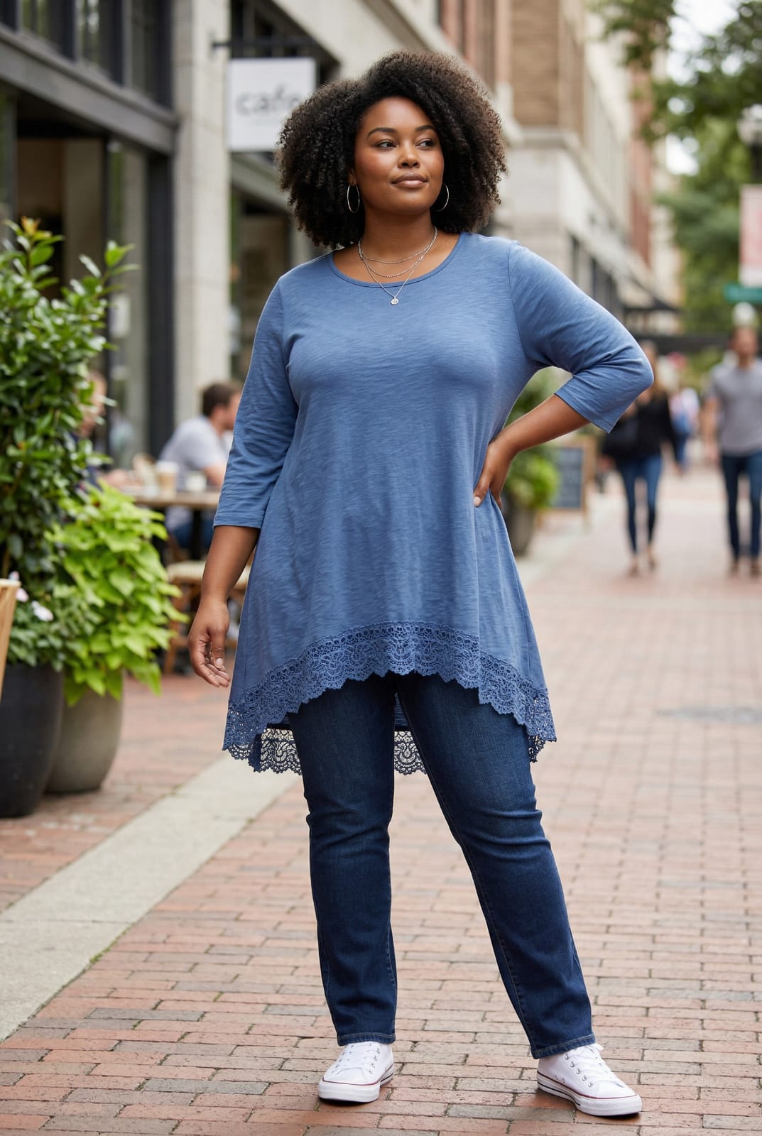 Longshirt mit Spitze