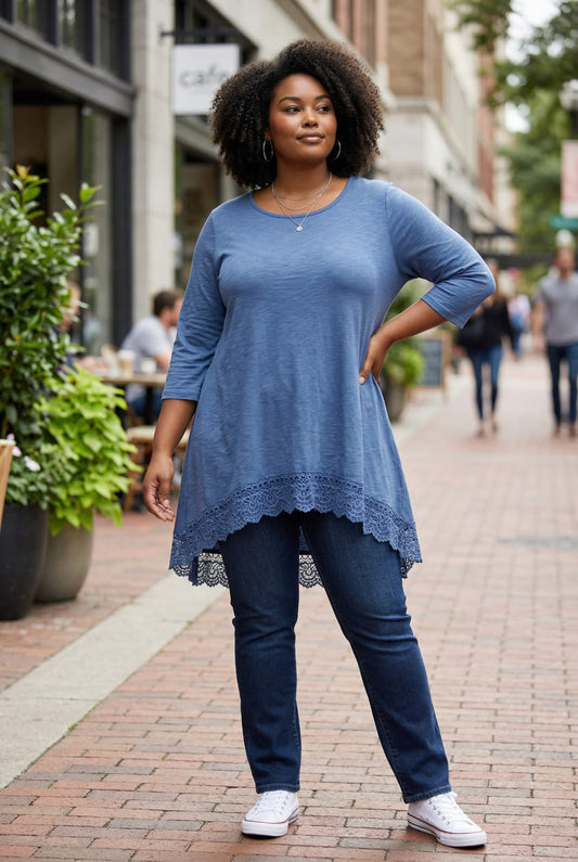 Longshirt mit Spitze