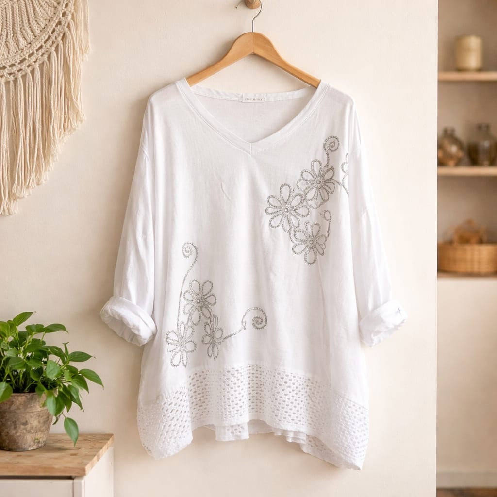 Blusenshirt mit Gittersaum