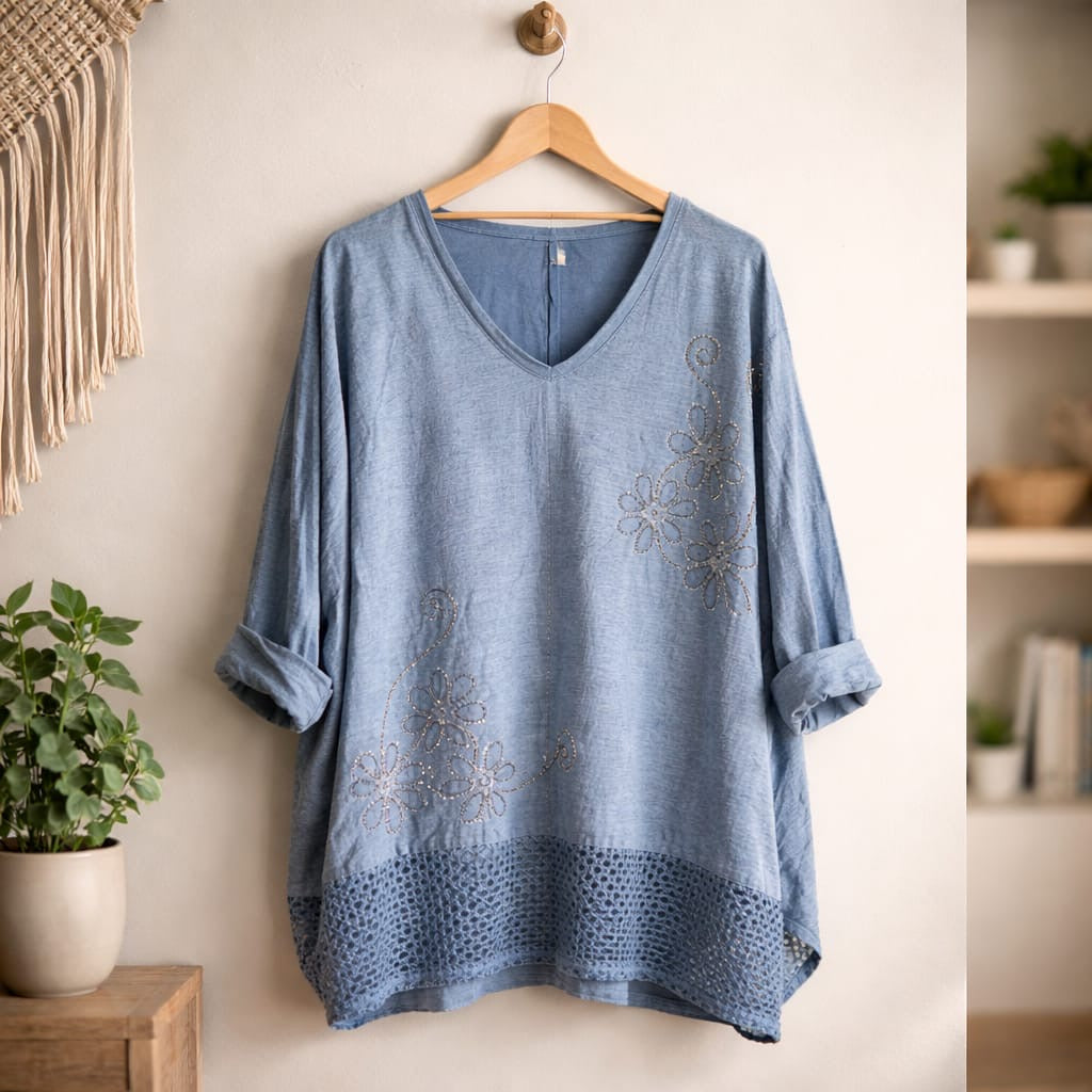 Blusenshirt mit Gittersaum