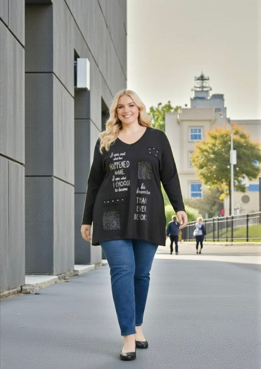 Langarmshirt mit Glitzersteinchen