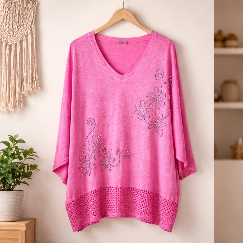 Blusenshirt mit Gittersaum