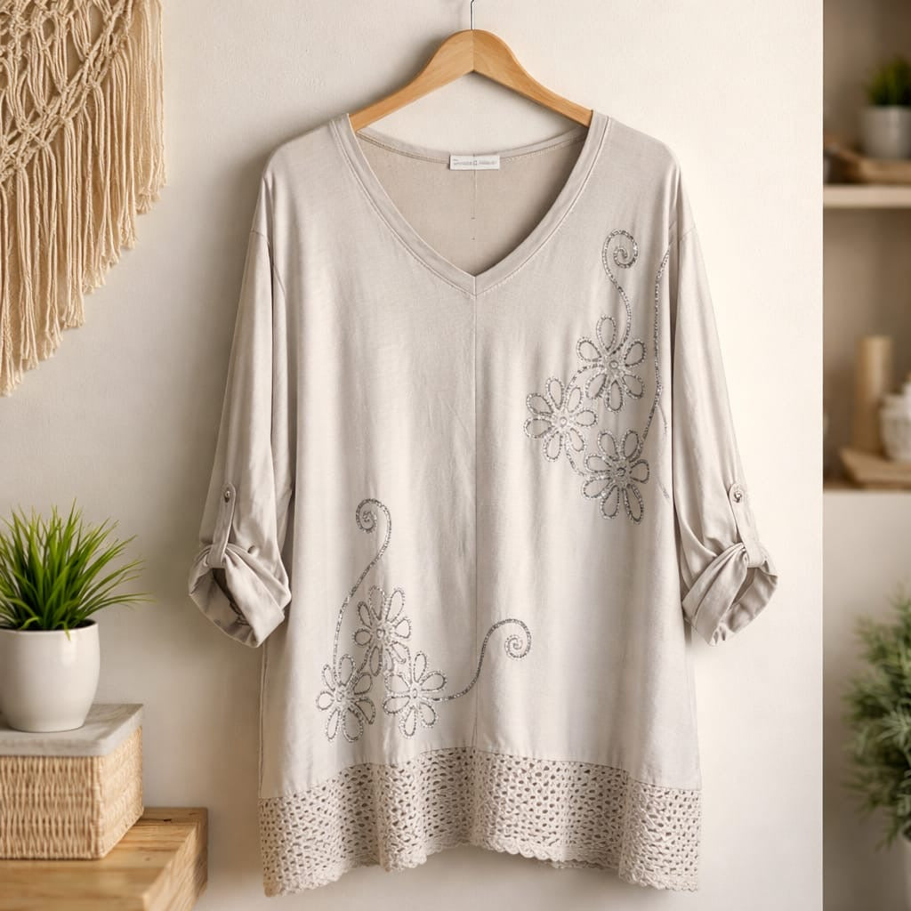 Blusenshirt mit Gittersaum