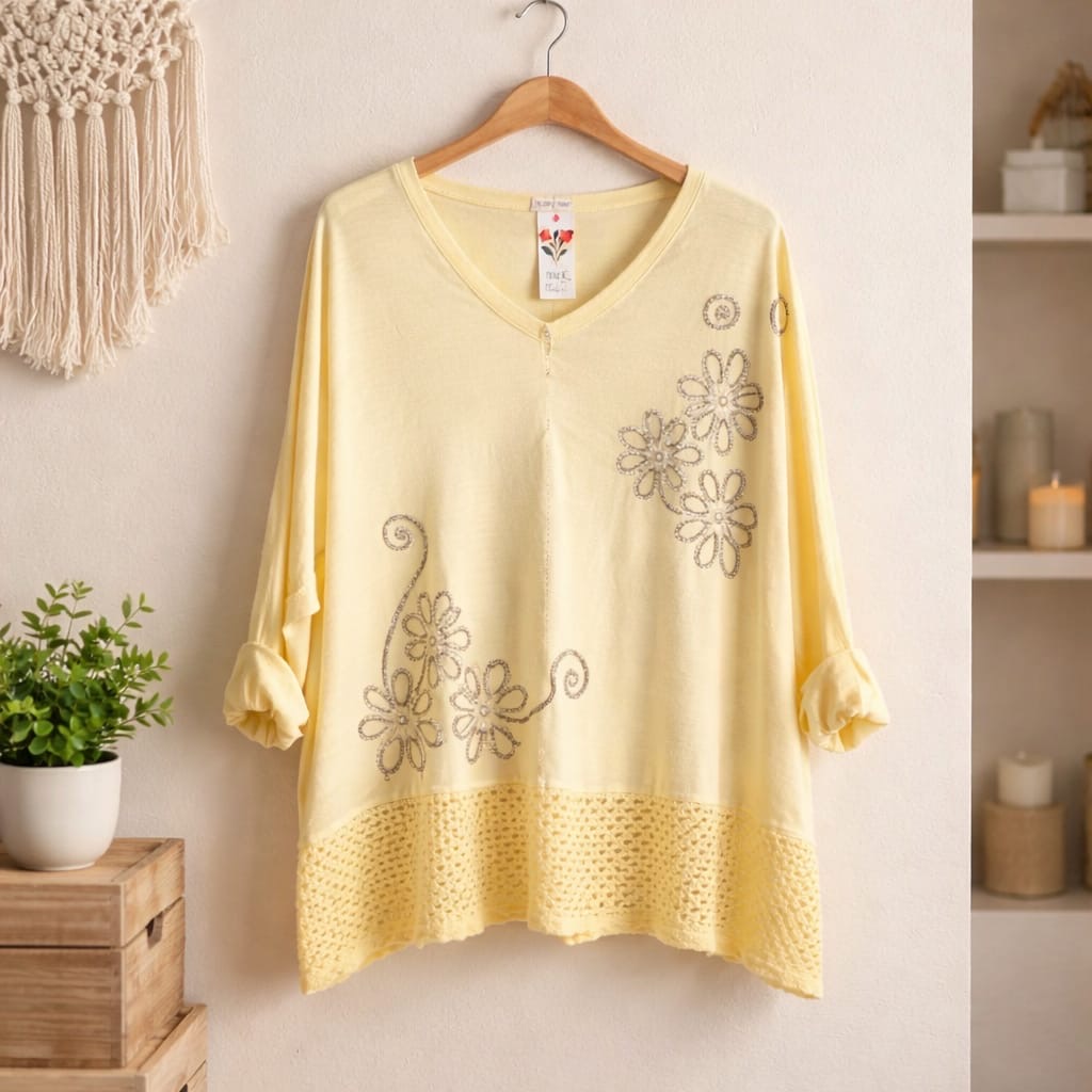 Blusenshirt mit Gittersaum