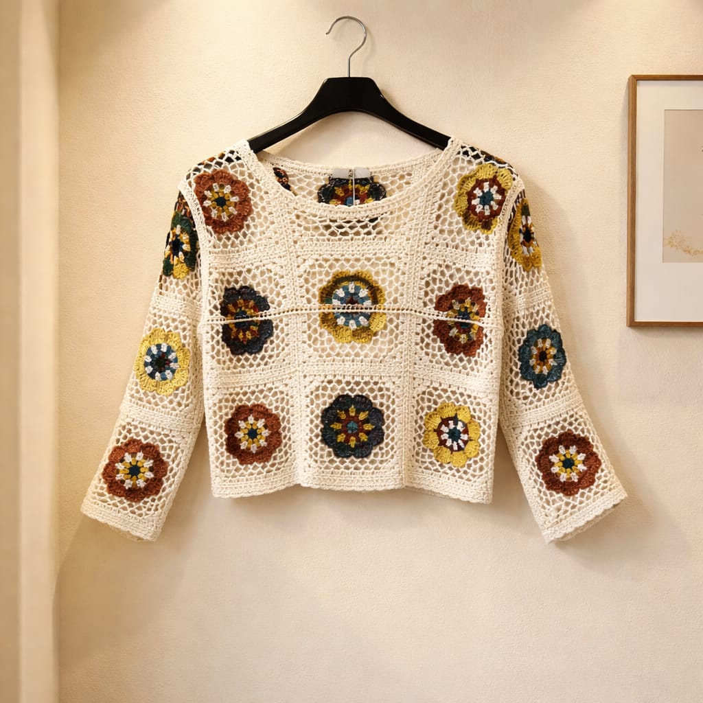 Kurzer Häkelpullover