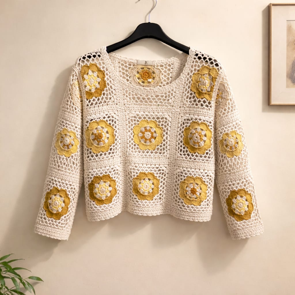 Kurzer Häkelpullover