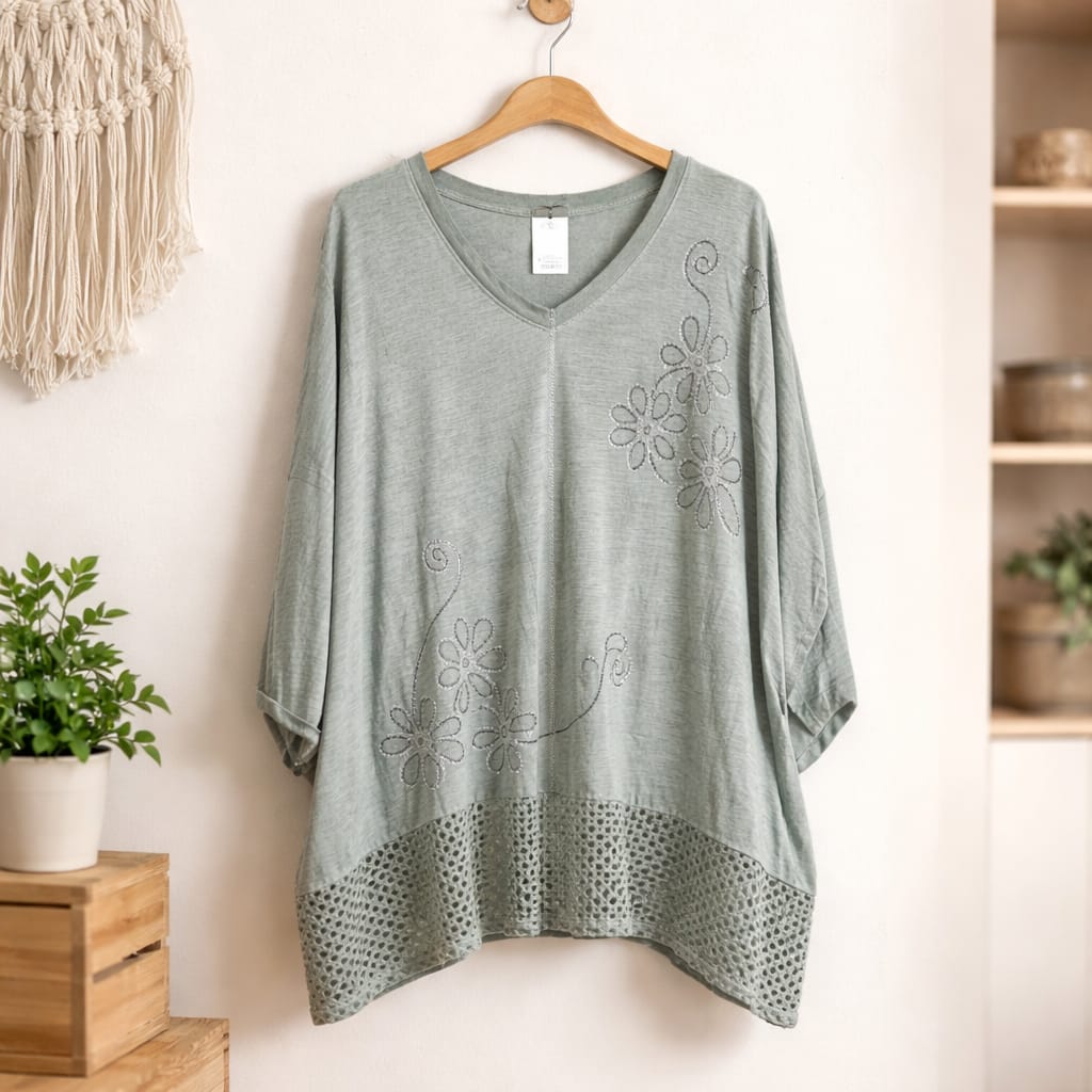 Blusenshirt mit Gittersaum