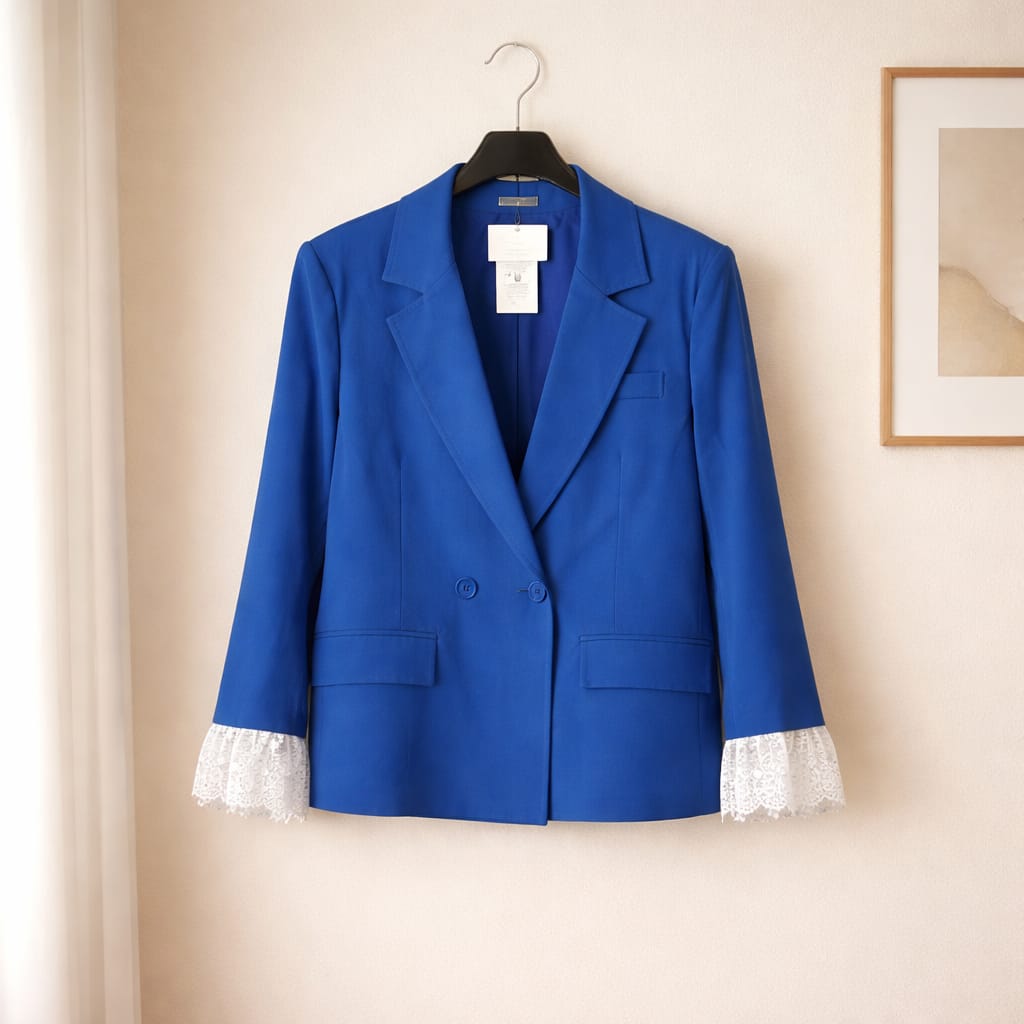 Blazer mit Spitzensaum