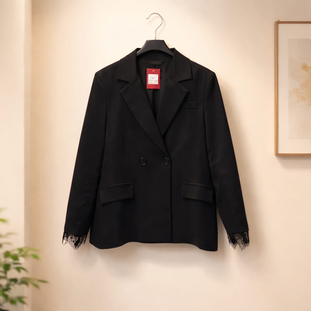 Blazer mit Spitzensaum