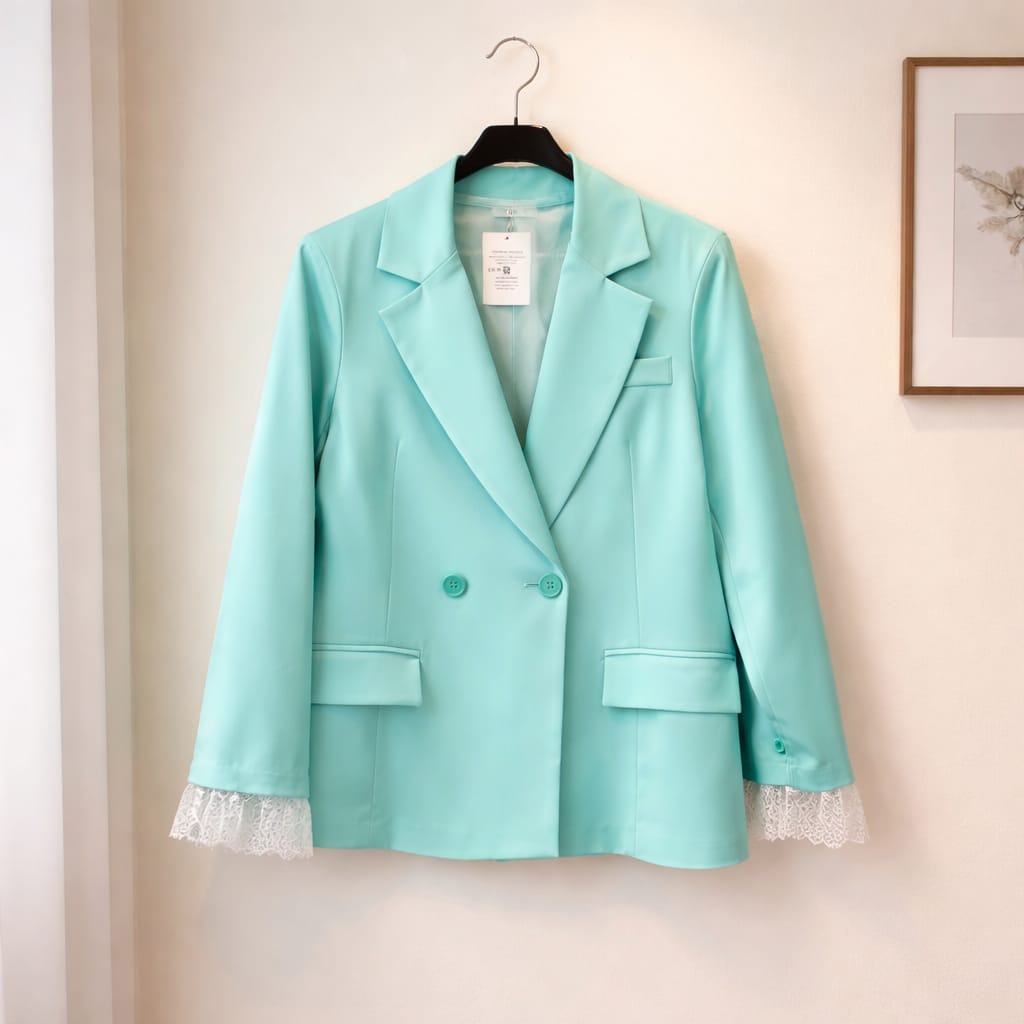 Blazer mit Spitzensaum