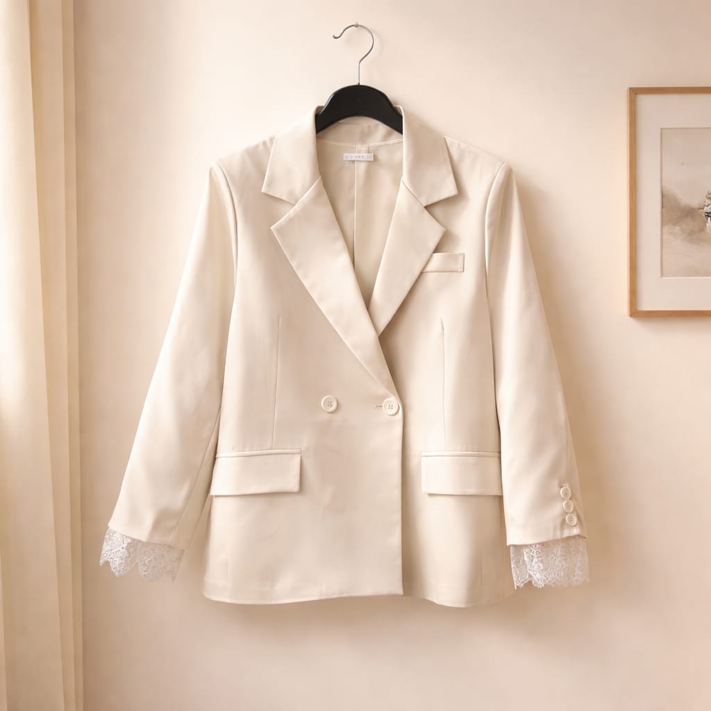 Blazer mit Spitzensaum