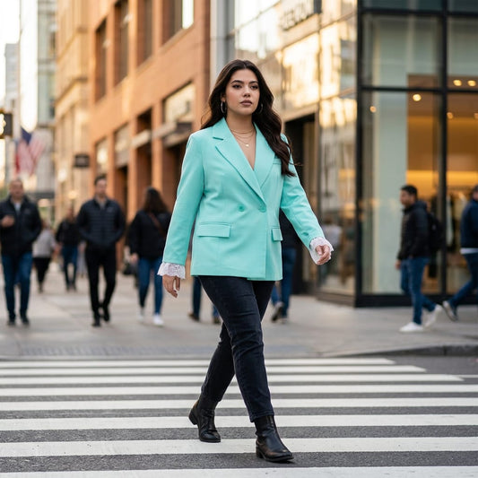 Blazer mit Spitzensaum