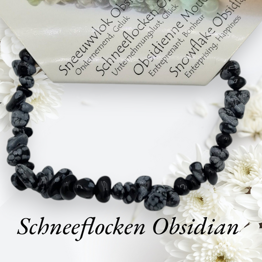 Edelsteinarmband - Schneeflocken Obsidian