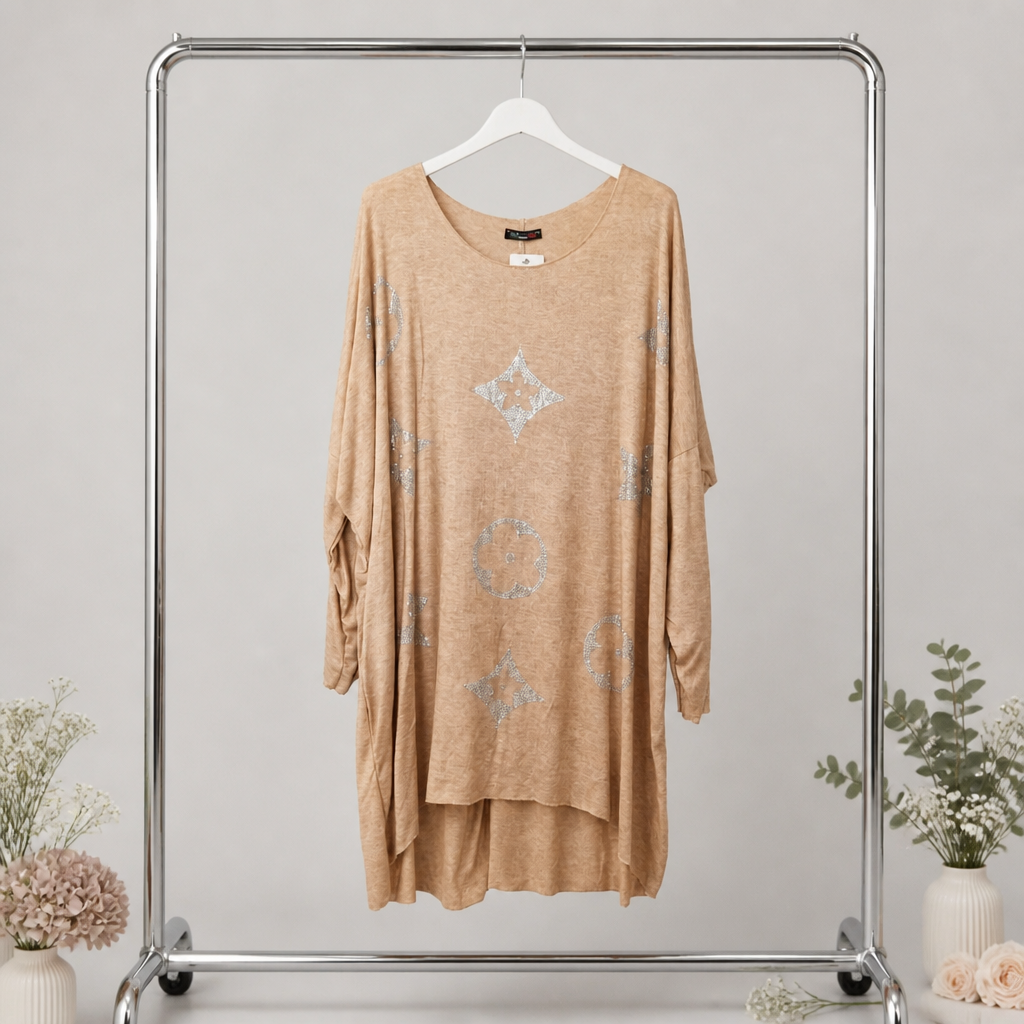 Tunika mit Glitzer Ornamenten