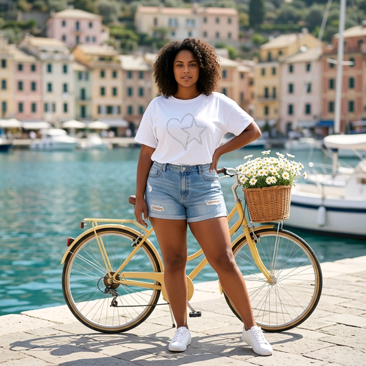 Viskose Shirt mit Herz und Stern