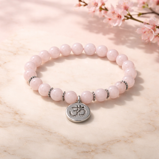 Armband Rosenquarz mit OM 8mm
