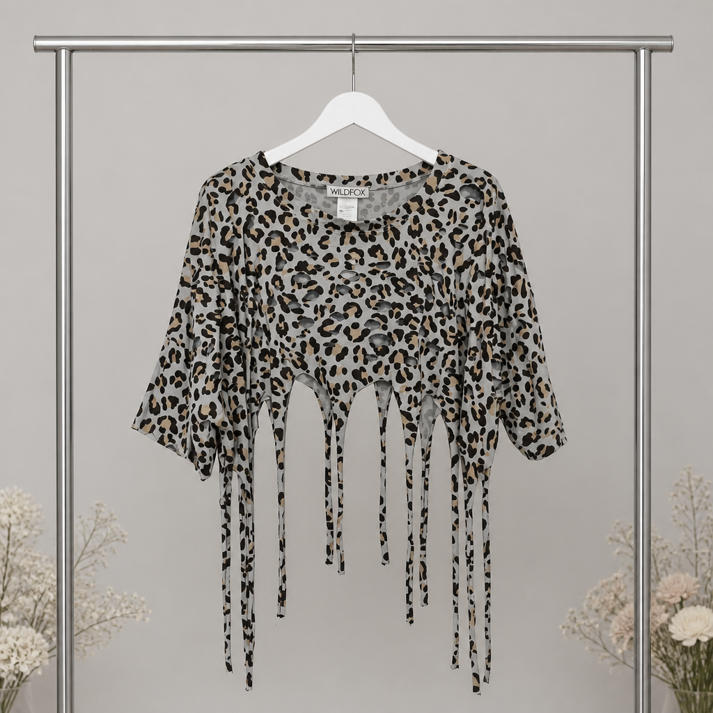 Leo Crop-Top mit Fransen und Cutouts