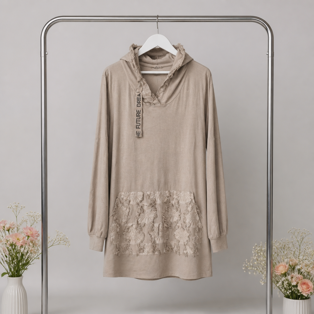 Lässiger Hoodie mit Fransendetails