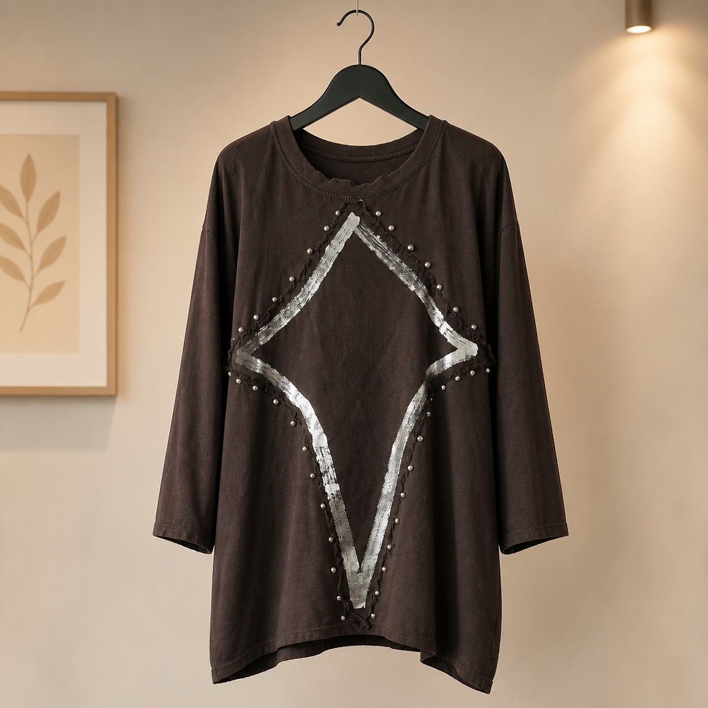 Shirt mit Perlen und Ornament