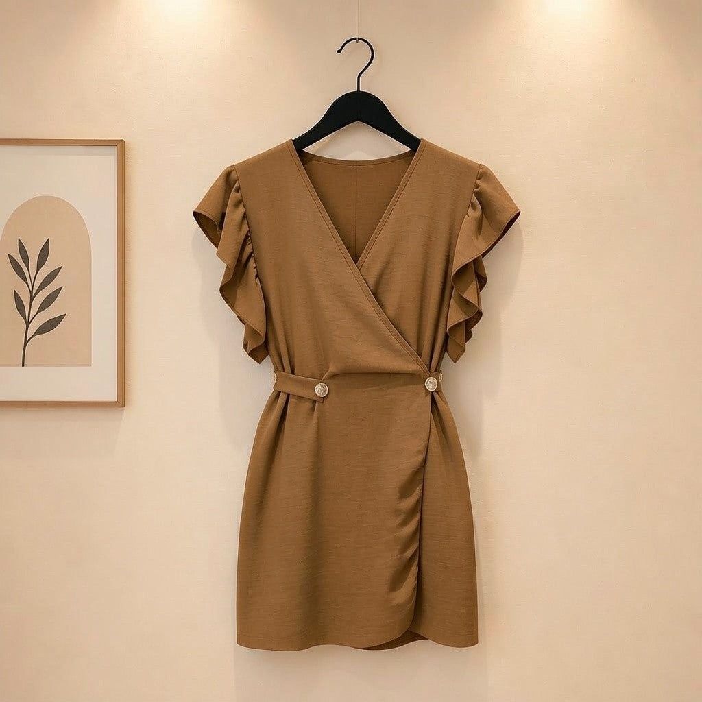 Wickelbluse mit Voilantärmel