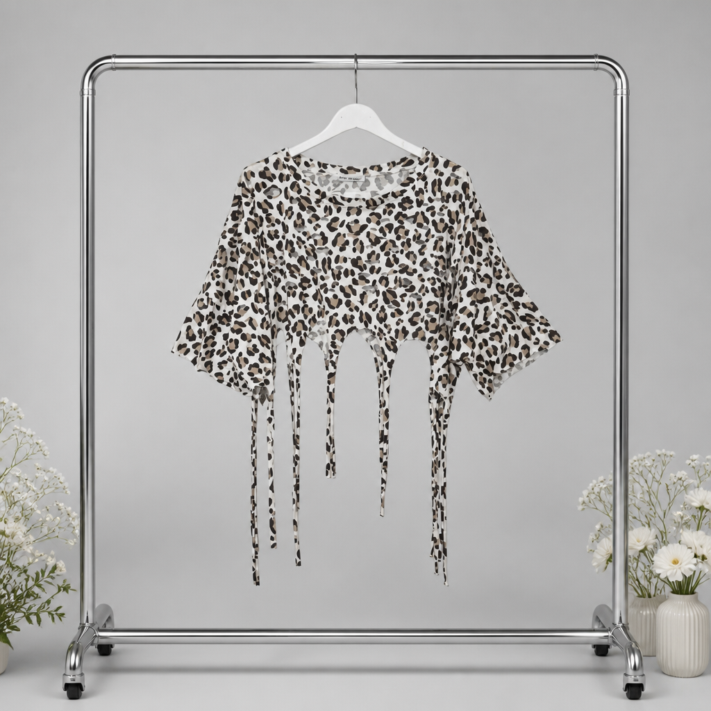 Leo Crop-Top mit Fransen und Cutouts
