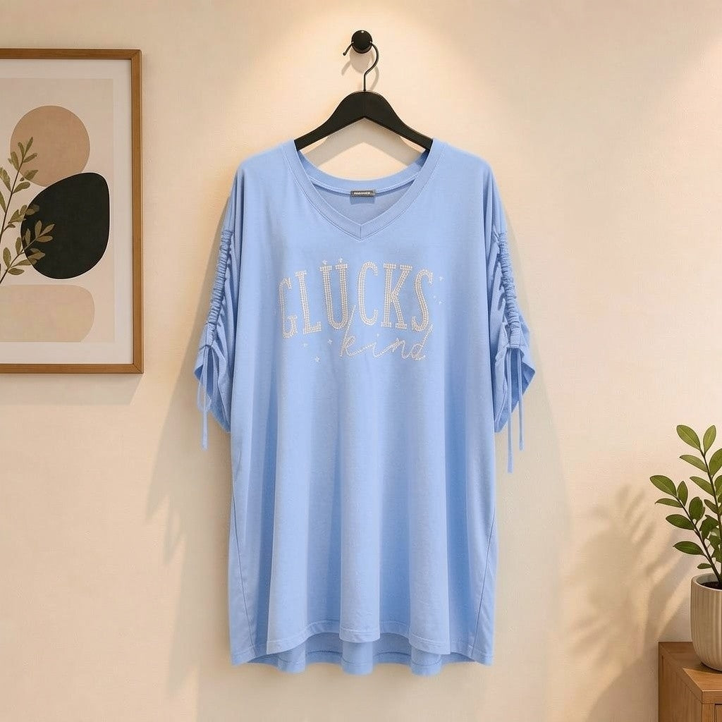 Shirt Glückskind mit Ärmel Raffung