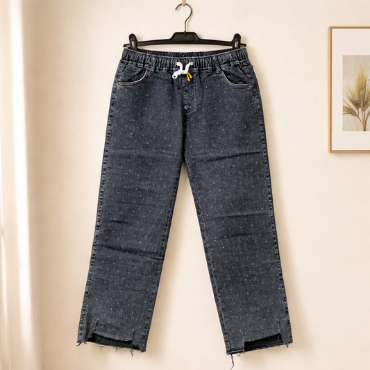 Wide Leg Jeans mit Glitzer
