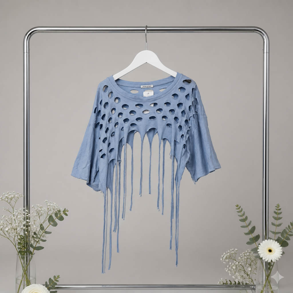 Crop Top mit Fransen und Cutouts