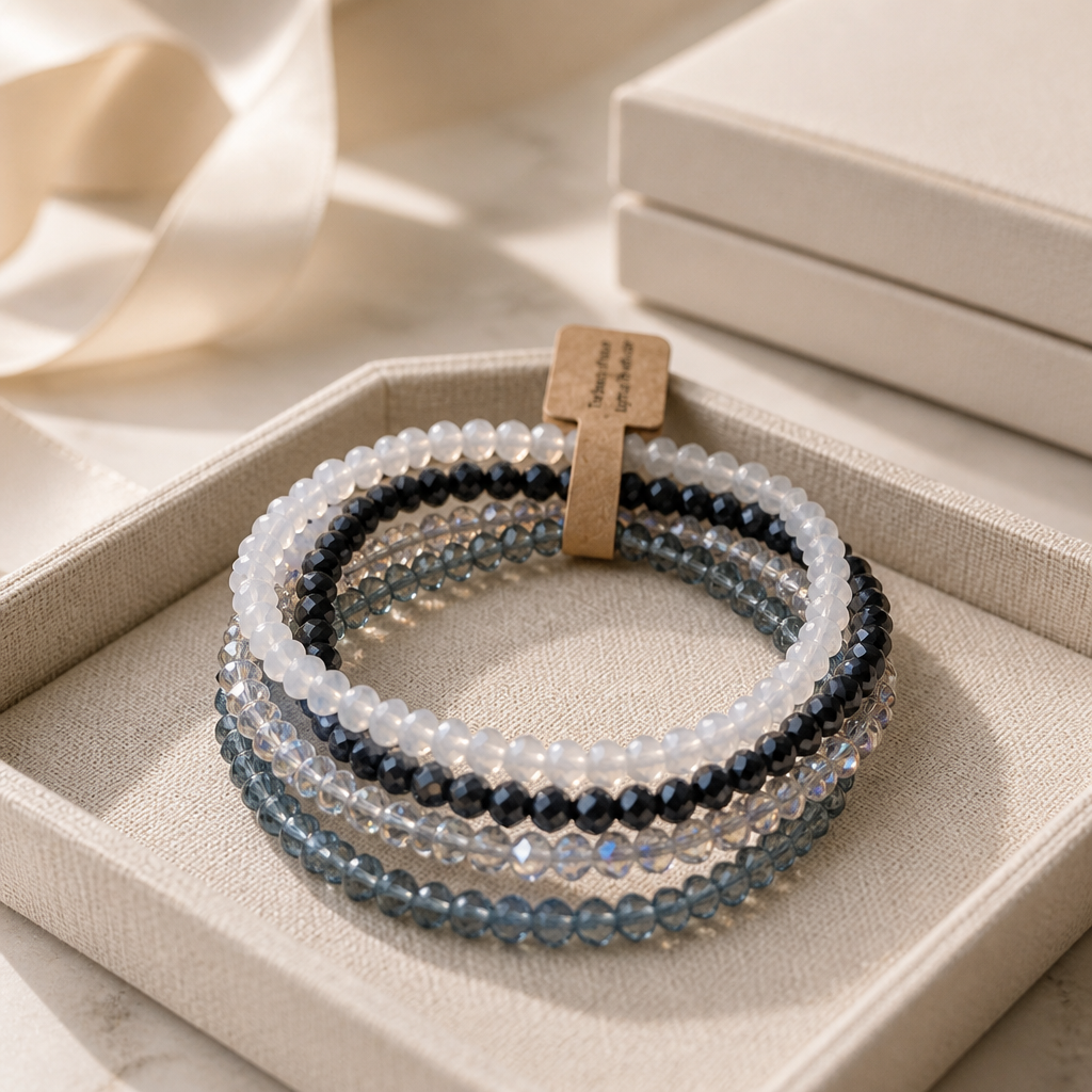4er Set facettierte Armbänder