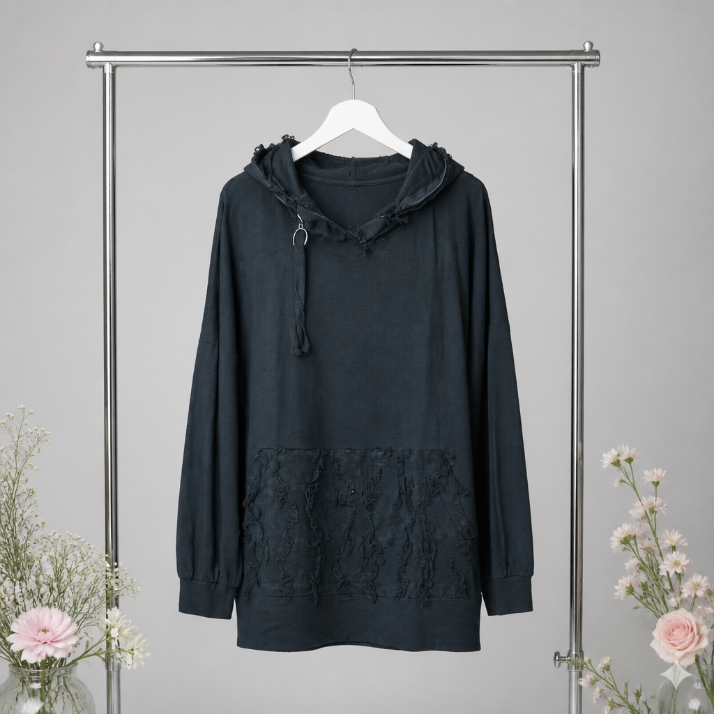 Lässiger Hoodie mit Fransendetails