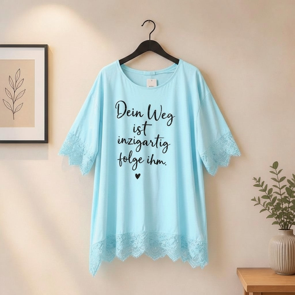Shirt mit Spitze "Dein Weg..."
