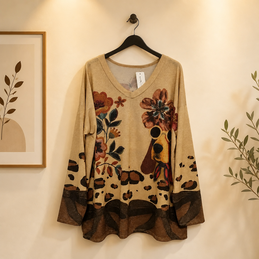 Lurex Shirt mit Statement-Print
