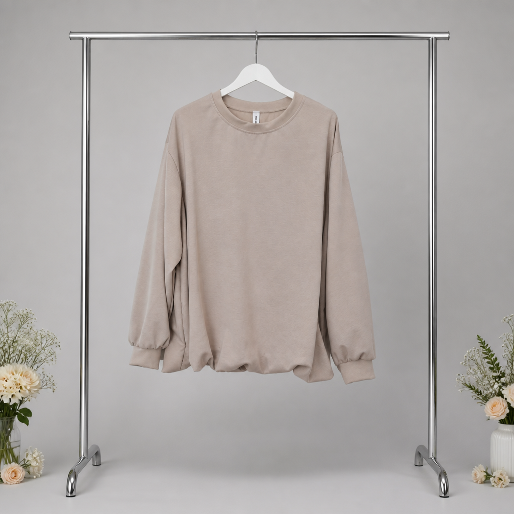 Basic Sweater mit elastischem Saum