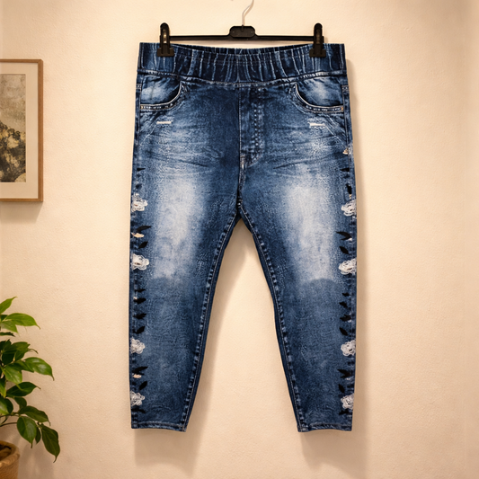 Leggins in Jeansoptik mit Blumenprint