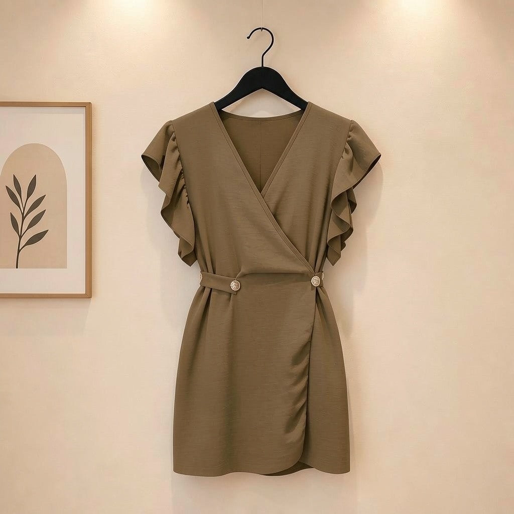 Wickelbluse mit Voilantärmel