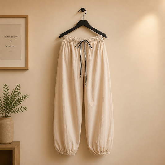 Leichte Baumwollhose mit Bündchen