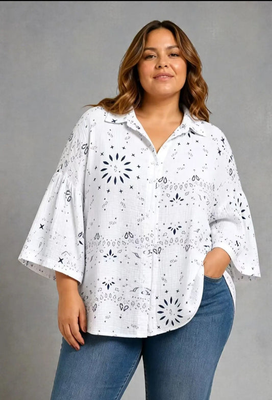 Musselin Bluse mit Print
