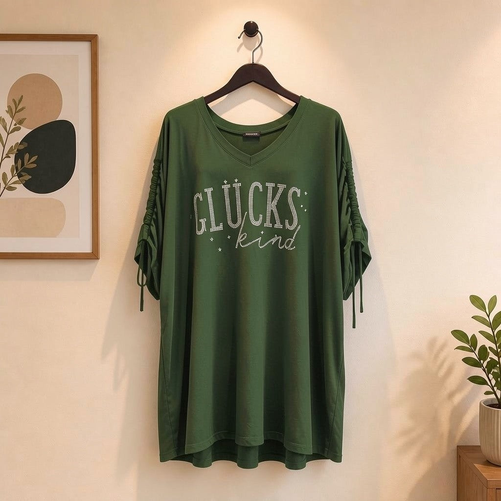 Shirt Glückskind mit Ärmel Raffung