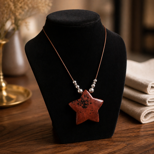 Kette mit Stern aus rotem Jaspis  4cm