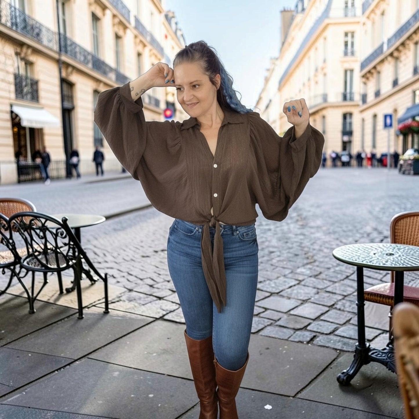 Lässige Bluse mit Schimmereffekt