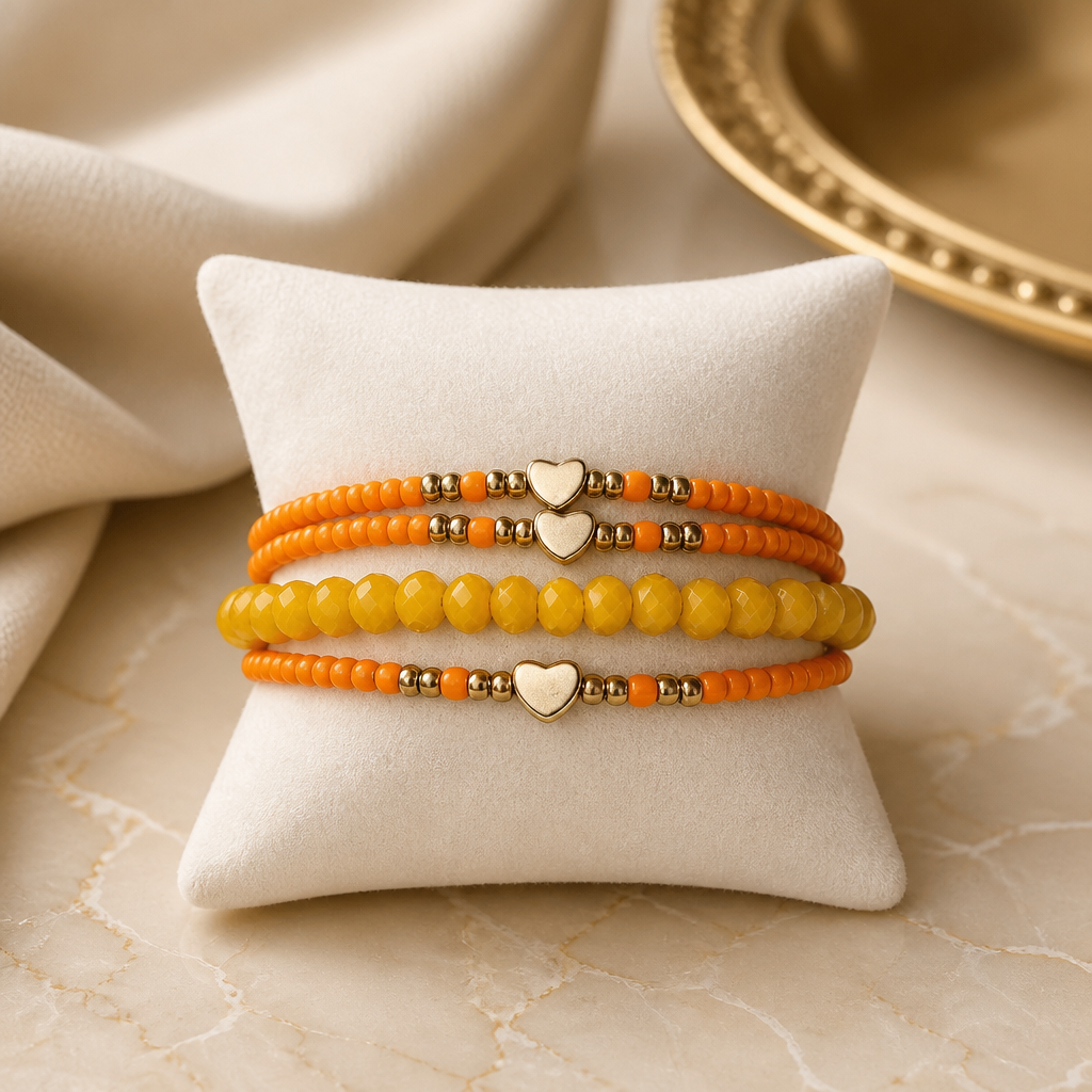 4er Set Armbänder Glam Heart