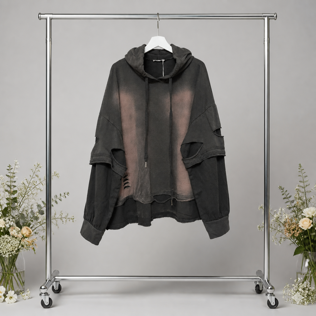 Stonewashed Hoodie mit Cutouts