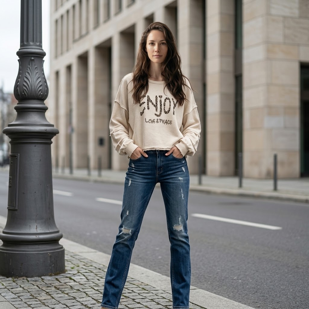 Kurzer Sweater "Enjoy"