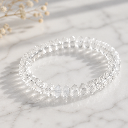 Bergkristall Armband aus facettierten Donuts 8mm