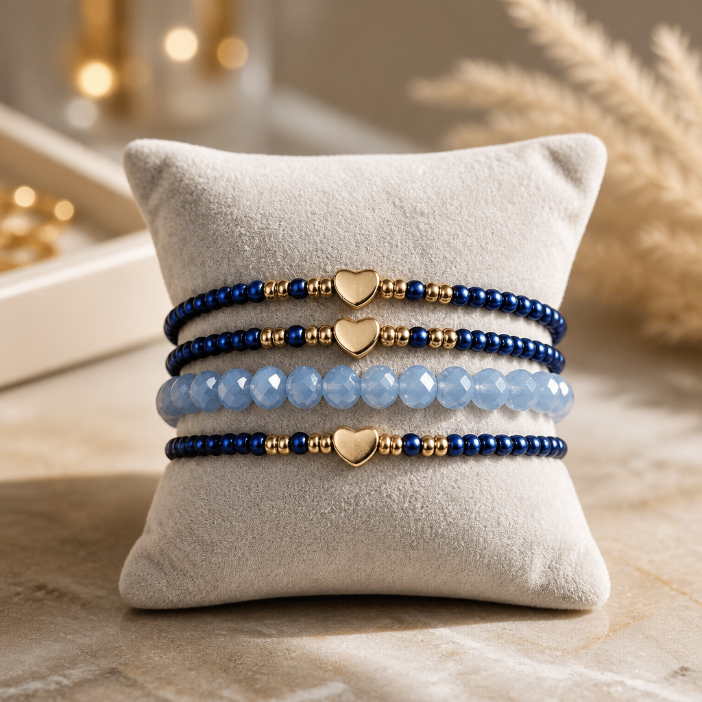 4er Set Armbänder Glam Heart